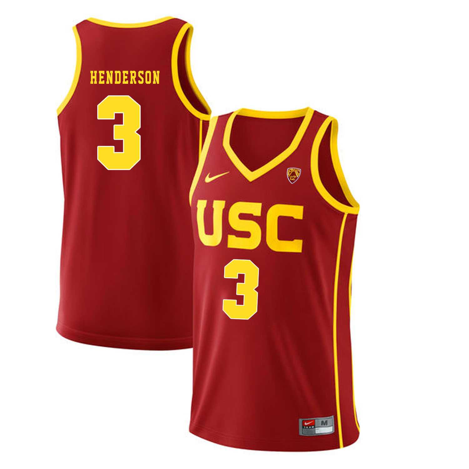 USC Trojans #3 Harrison Henderson Red College Basketball Jersey